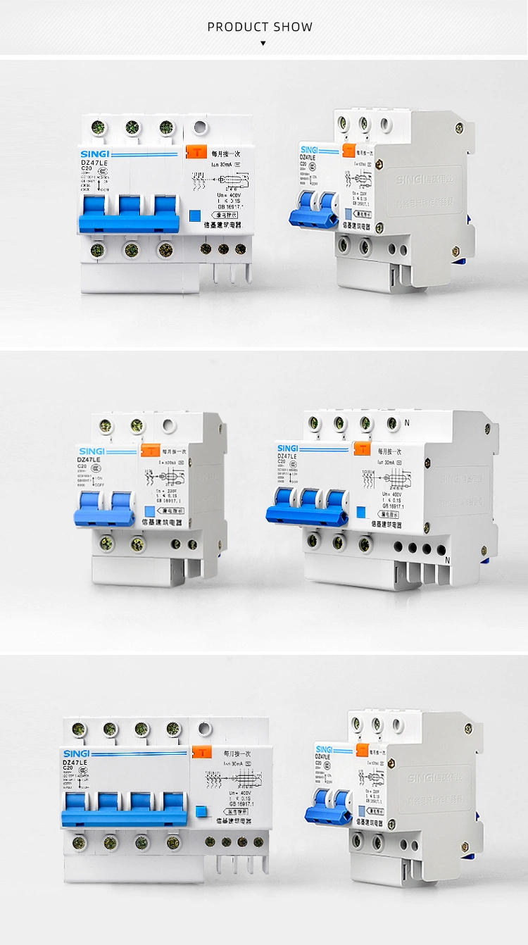 Singi Conventional 6ka Overload Protection 1p-4p Miniature Circuit Breaker with Cheap Price Dz47le-63