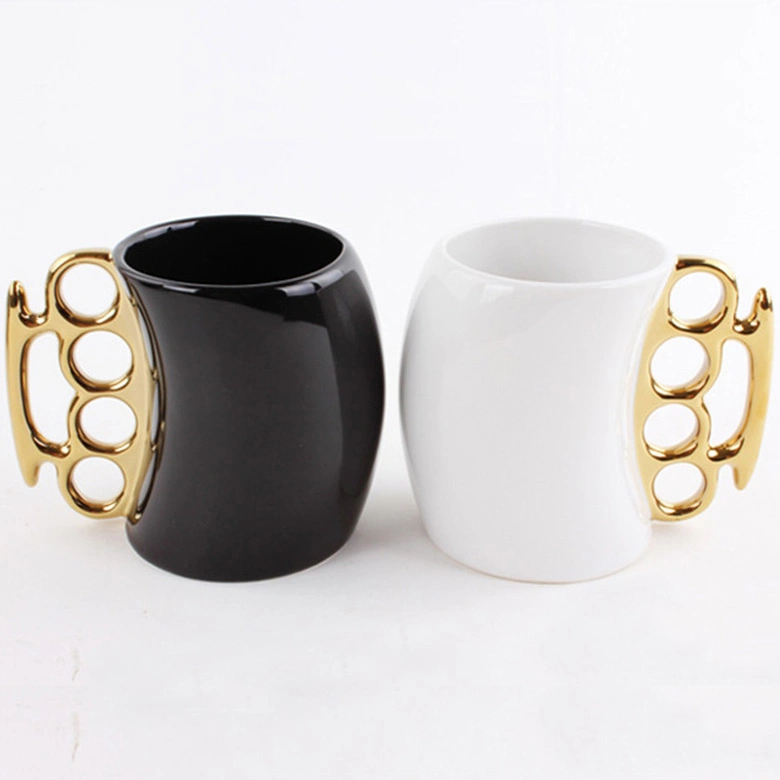 Wholesale/Supplier Creative Ceramic Coffee Mug Cup with Golden/Silvery Handle