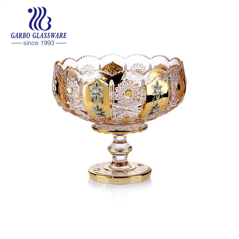 Decorative Gold Glass Fruit Bowl with Foot