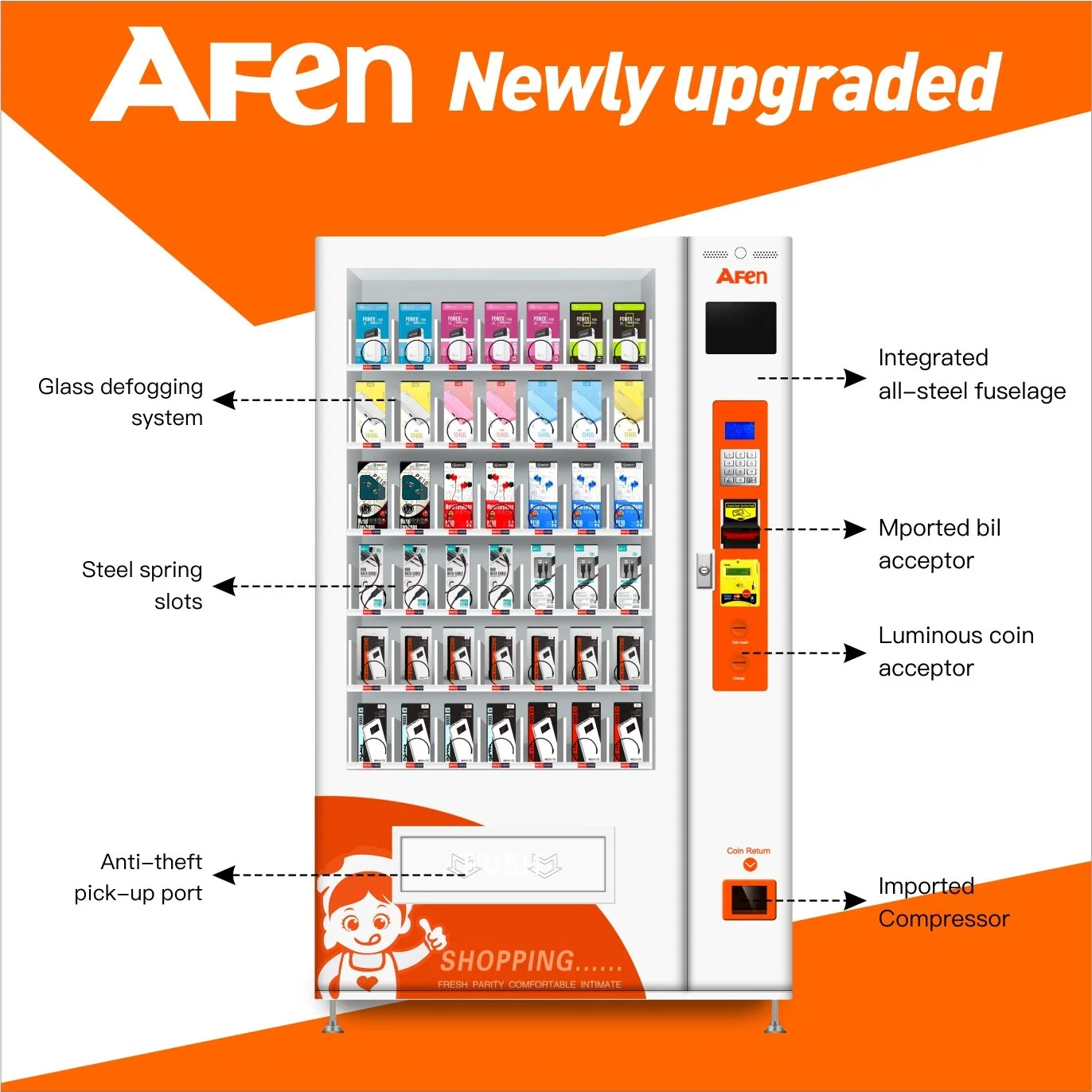 Espirais Snack Duplo Afen Género alimentício guardanapo sanitário de tampões uma máquina automática de venda