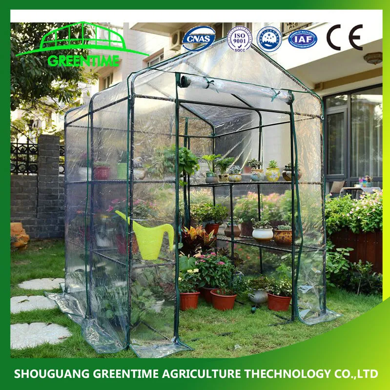 Outdoor Portable Greenhouse Mini Walk in 3 Tiers 12 Shelves Stands PE Cover Small Walk-in Greenhouse