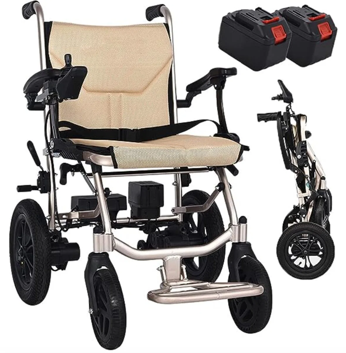 Disabled Foldable Power Mobility Wheel Chair Aluminum Frame Lightweight Electric Wheelchair with Lithium Battery