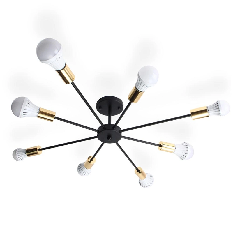 Vintage Industrial Wind Black/White E27 8 Heads for Bedroom Restaurant Living Room Decoration LED Chandeliers Light