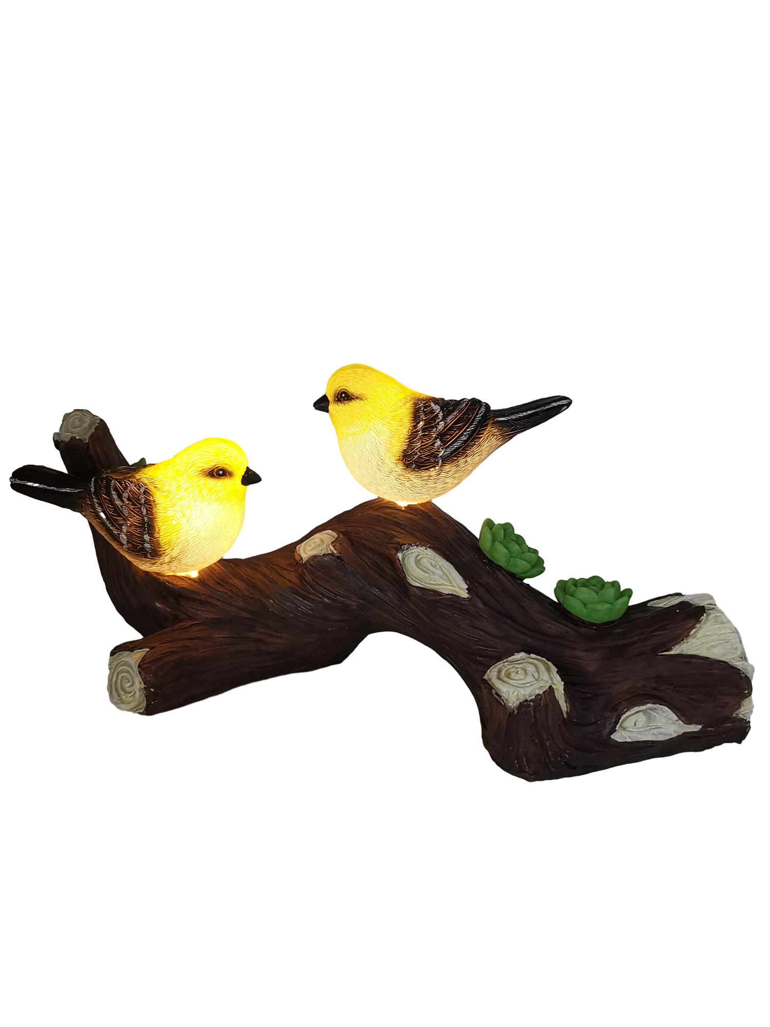 Solar Powered Bird Statue with LED Lights for Garden Decorations