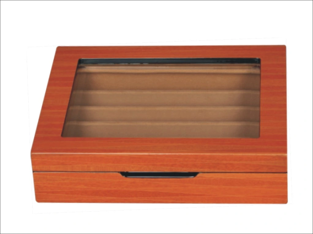 Caja de joyas de madera clásica Caja de accesorios Caja de almacenamiento Velvet Caja Caja de moda con ventana de presentación
