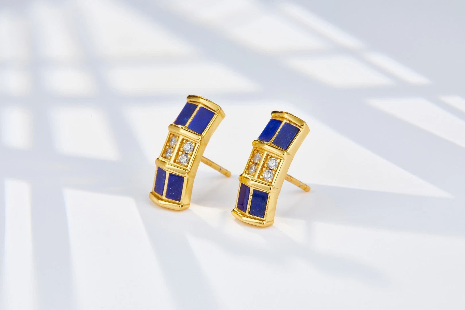 Fashion Jewelry for Ladies Gold Jewellery Earrings with 18K Gold Plating Lapis Lazuli Silver Jewelry Earring for Women