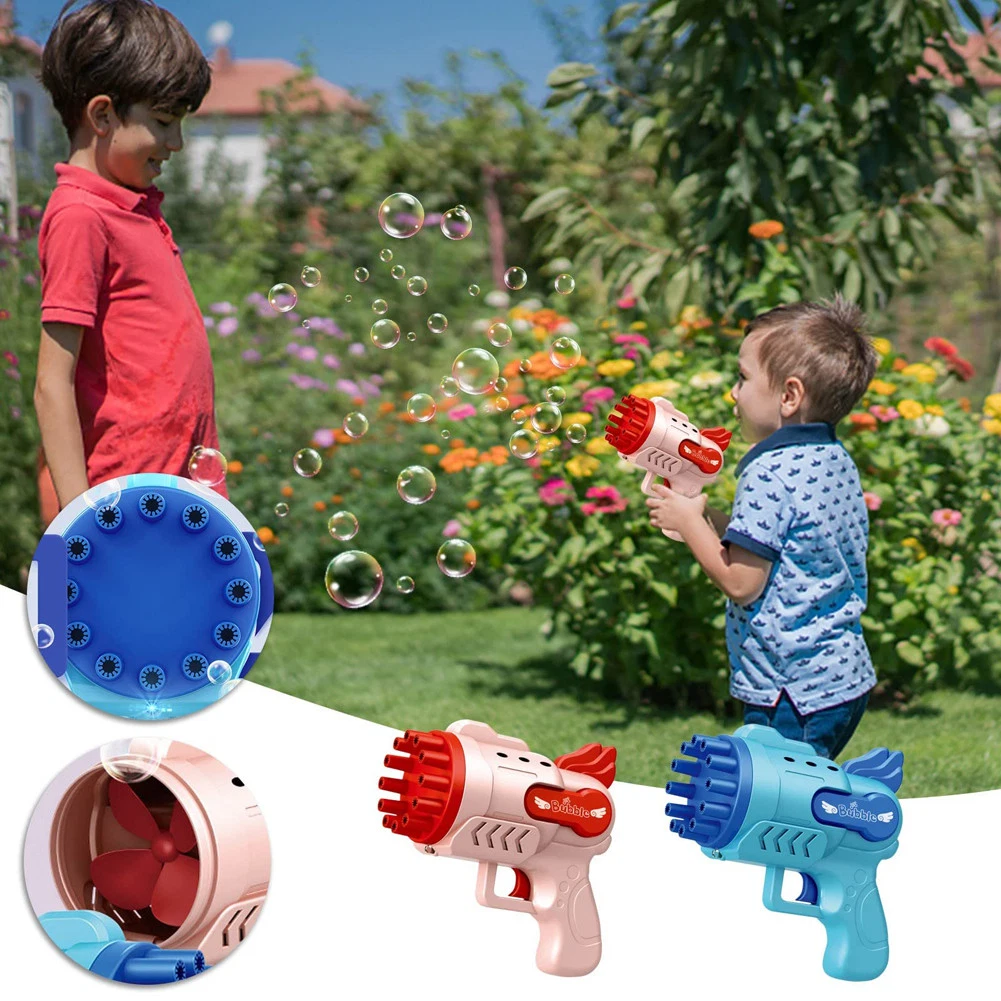 Bubble Gun Electric Automatic Soap Rocket Bubbles Machine Kids Portable Outdoor Party Toy LED Light Blower Toys Children Gifts