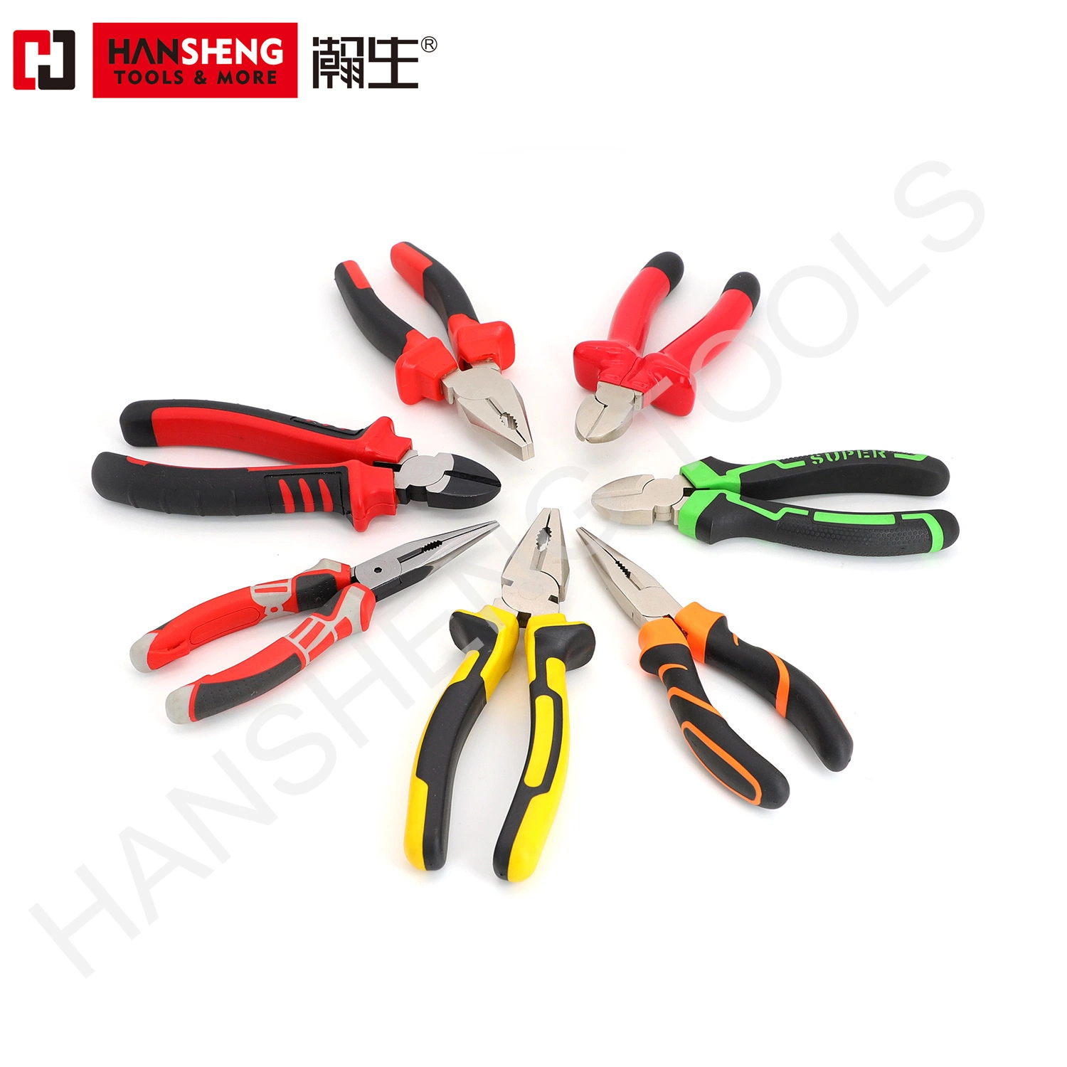 Professional Combination Pliers, Hand Tool, Hardware, Made of CRV, Pearl-Nickel Plated, Nickel Plated PVC Handles, German Type, Diagonal Cutting Pliers