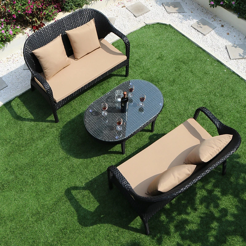 Gartenmöbel Set mit 4 Stück Outdoor Rattan Stuhl Wicker Sofa