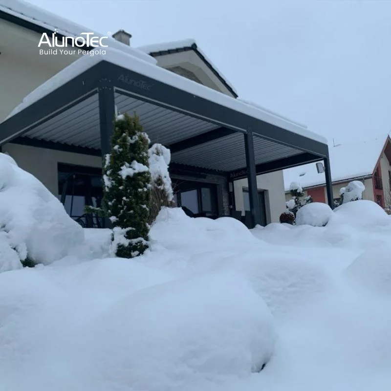 Gros système de toit à lattes de meubles électriques étanches pour espaces extérieurs motorisés, auvent de pergola de luxe résistant à la neige, tente de spa, gazebo bioclimatique en aluminium