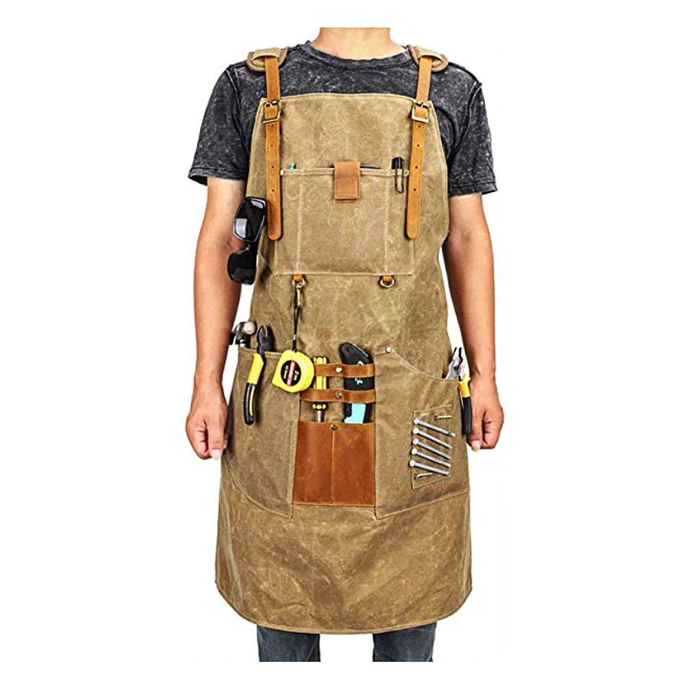 Queenhe Aprons Kitchen Waterproof Canvas Apron with Pockets