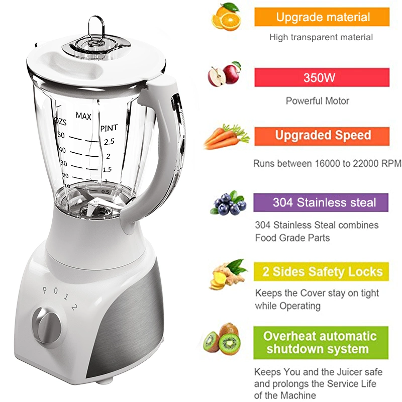 Eletrodomésticos pequenos misturador de frutas com processador elétrico de alimentos Liquidificadora de mesa potente com estrutura de plástico