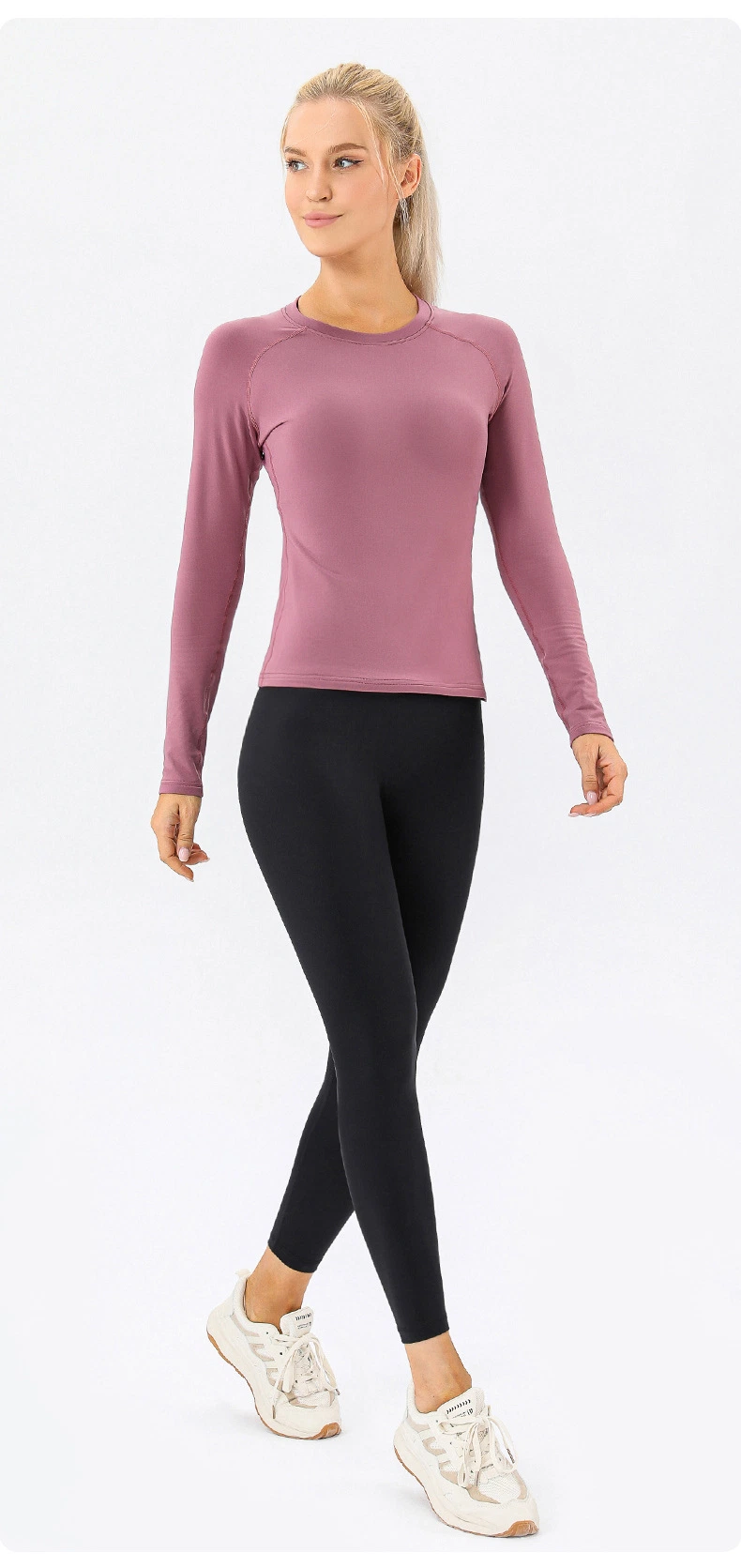 Women's Sportswear Autumn and Winter Plush Sports Long Sleeved Running Training Top Thermal Fitness