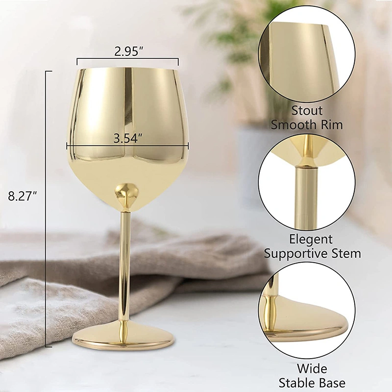 Fiesta de Rendimiento de alta calidad/alto costo al por mayor Champagne Glasses Rose Gold Metal Cup Copa de vino grande de la copa