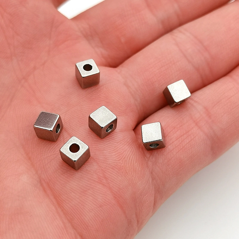 Stainless Steel Square Block Through Hole Bead Square Beads