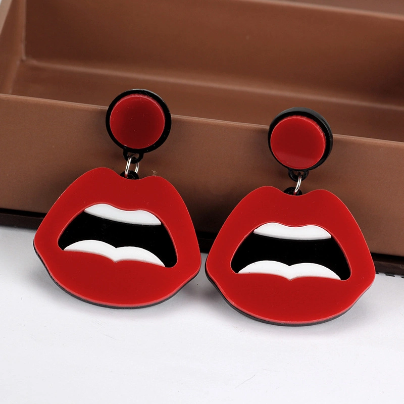 Mode New Design Schmuck für Frauen Sexy Lippen mit Acryl Extragroße Ohrstecker Mit Haken