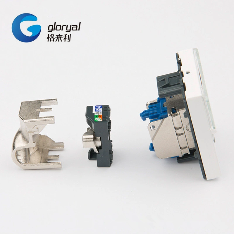 76566 French Type for CAT6 Shield Keystone Jack Modular RJ45 Connector France Jack with Black Base STP