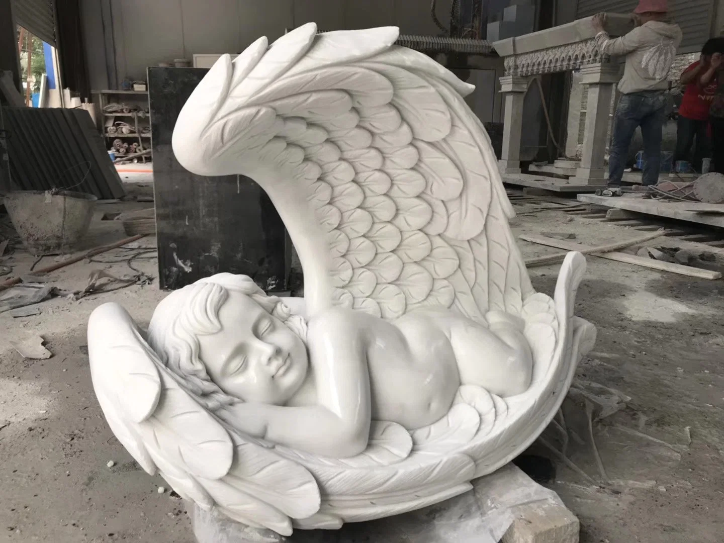 Белые мраморные декоративные сон ребенка Angel статуи