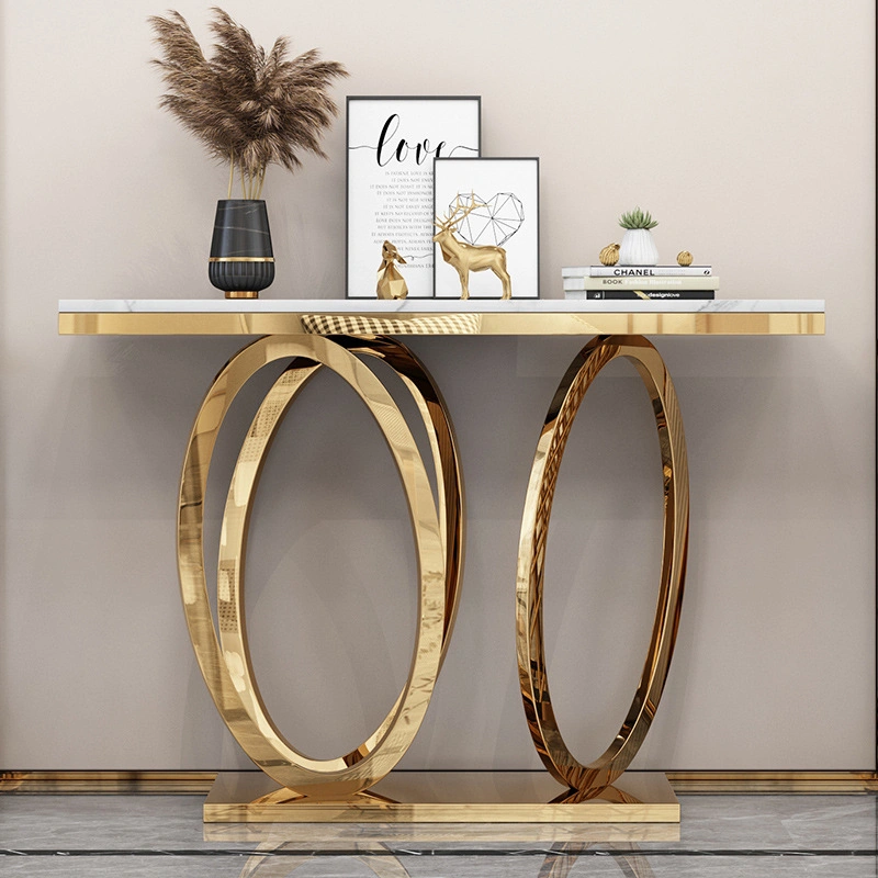 Foshan Living Room Luxury Metal Console Mirrored Hallway Table