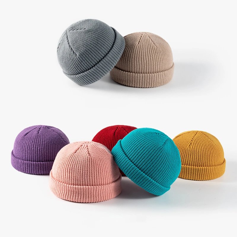 Melón SKIN-CAP de tejido de algodón personalizadas Logotipo bordado Beanie Crochet gorros de invierno