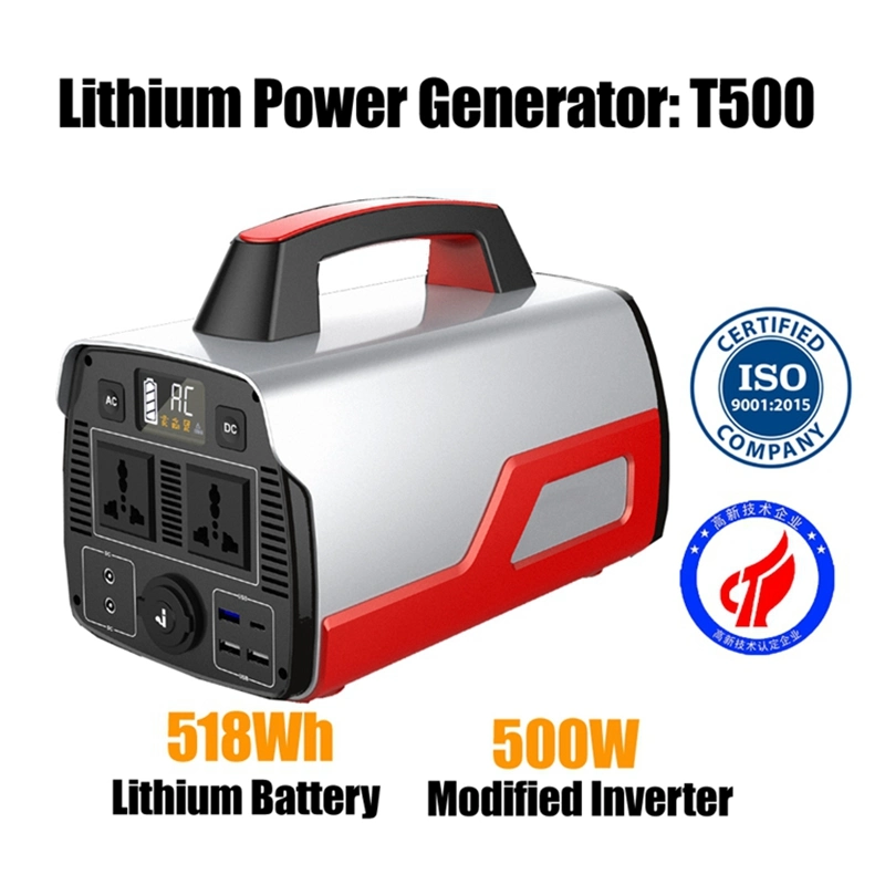 500W Portable Power Station Mobile Solar Generator Built-in Inverter with Solar Panel for Power Supply