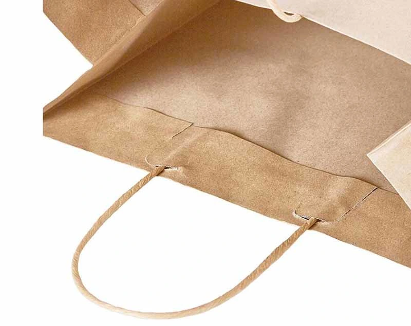 Big Side Gusset Big Bottom Recyclable Brown Kraft Paper Bag with Custom Shopping Paper Bag for Food with Twist Flat Handle