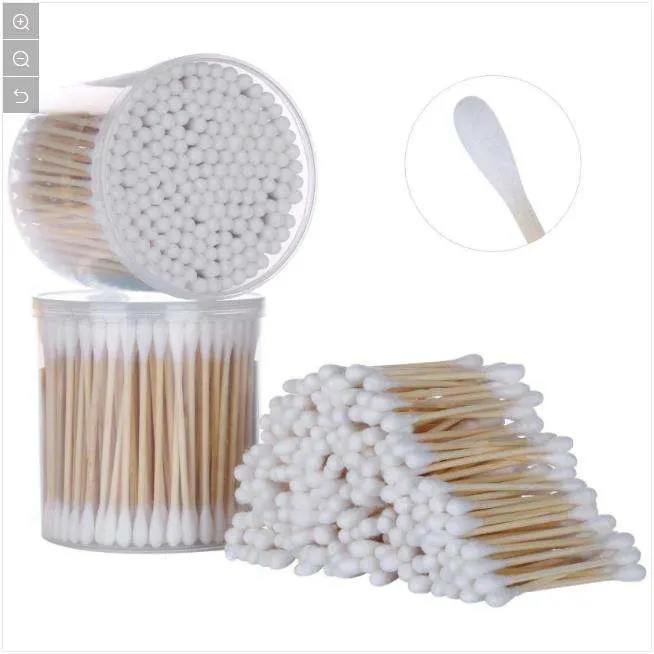 Medical Bamboo Wood Stick Applicators Absorbent Cotton Tipped Swab