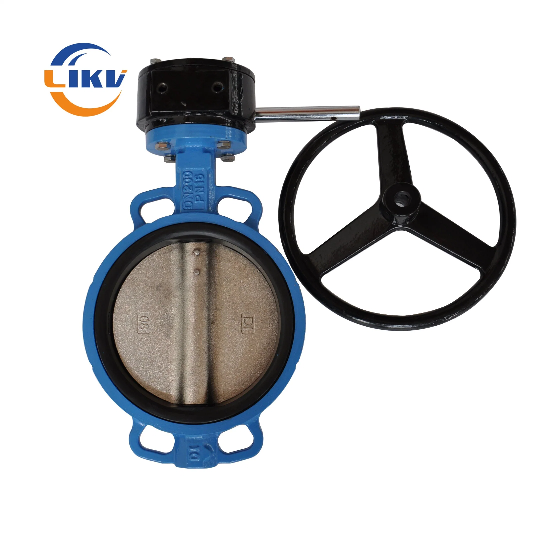 Worm Gear Operated Ductile Iron Rubber Lined Wafer Butterfly Valve Disc CF8 150lb/Pn10/Pn16