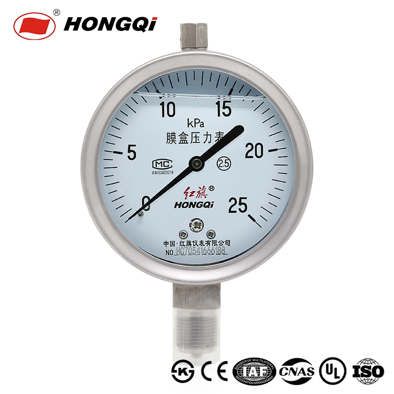 Hongqqi 100mm Full Stainless Steel Bottom Type Capsule Pressure Gauge