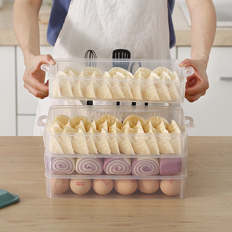 Grande Portátil Multi-função fresco-mantendo transparente Cozinha dumpling casa de alimento doméstico Caixa de armazenamento