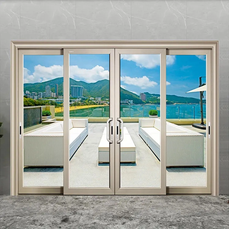 Casa moderna balcón del hotel fuera de aislamiento térmico personalizado Diseño de la puerta de aluminio resistente al agua de la pantalla de cristal puertas correderas