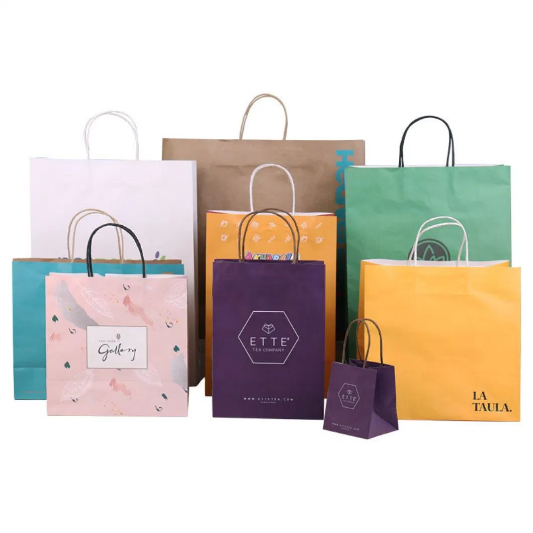 Fábrica de alta calidad baratos Kraft bolsas de papel bolsa de transporte impresión Con asas China Promoción personalizada impresión offset Aceptar