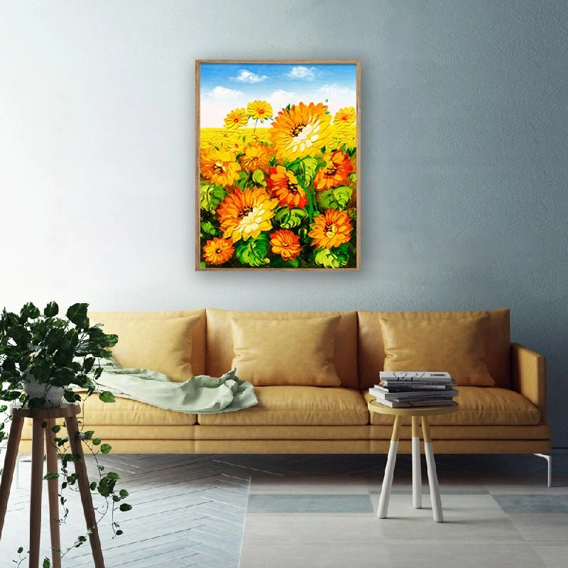 Leinwanddruck auf Sonnenblume Malerei Kunst für Wohnzimmer heiß Verkauf Blume Ölgemälde Bild Wand Poster Modern Style