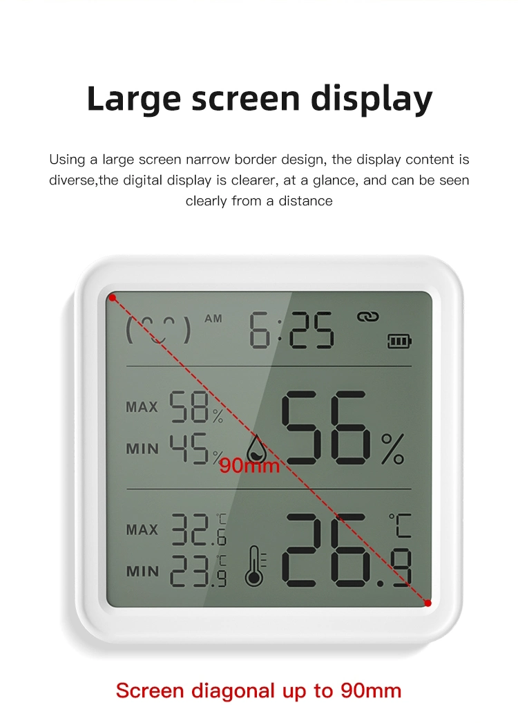 Minco Home Large Screen Smart Tuya WiFi Temperature Humidity Sensor with Backlight