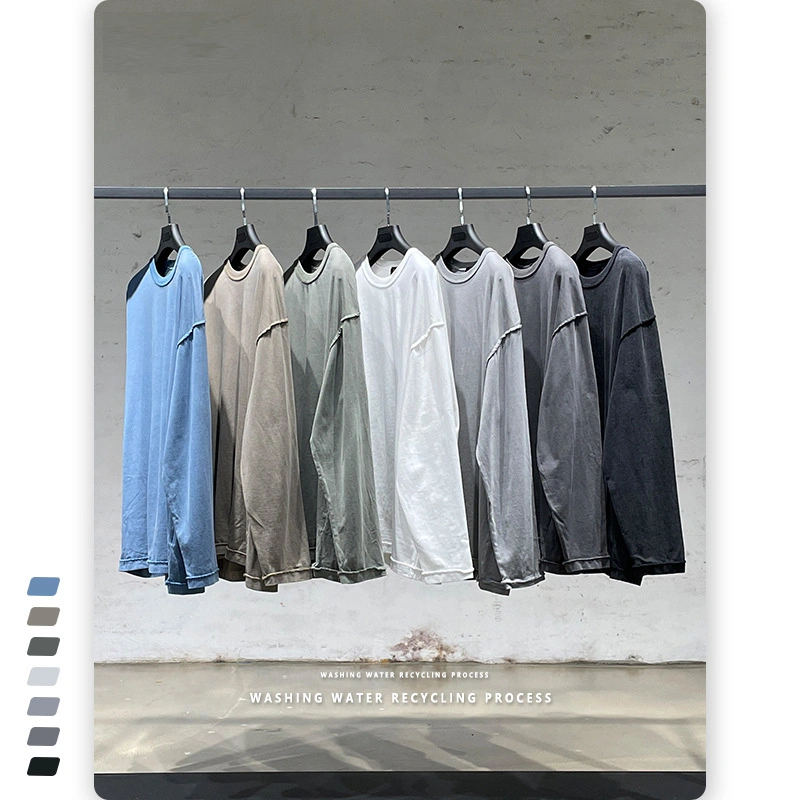 Китай Activewear оптовой 100% хлопок рубашки и Streetwear сплошным цветом дрсуга длинной втулки футболка