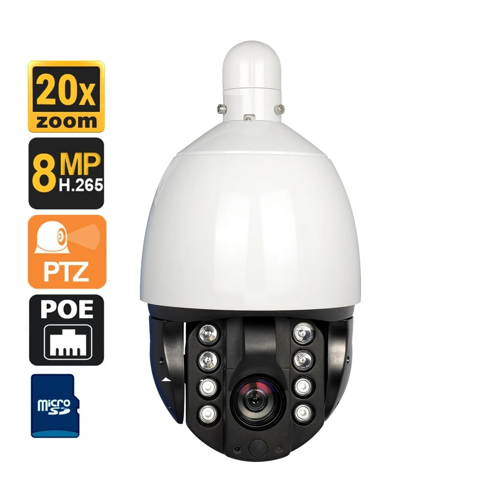 8MP cámara con zoom óptico 20x200m IR CCTV resistente al agua de red Laser cámara PTZ IP66.