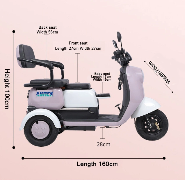 Tricycles eléctricos para adultos Tuk cargo cerrado 16 pulgadas techo de contenedor Basura Sidecar para bebé Chica Roadster Dump Chicas 3 Tricycle