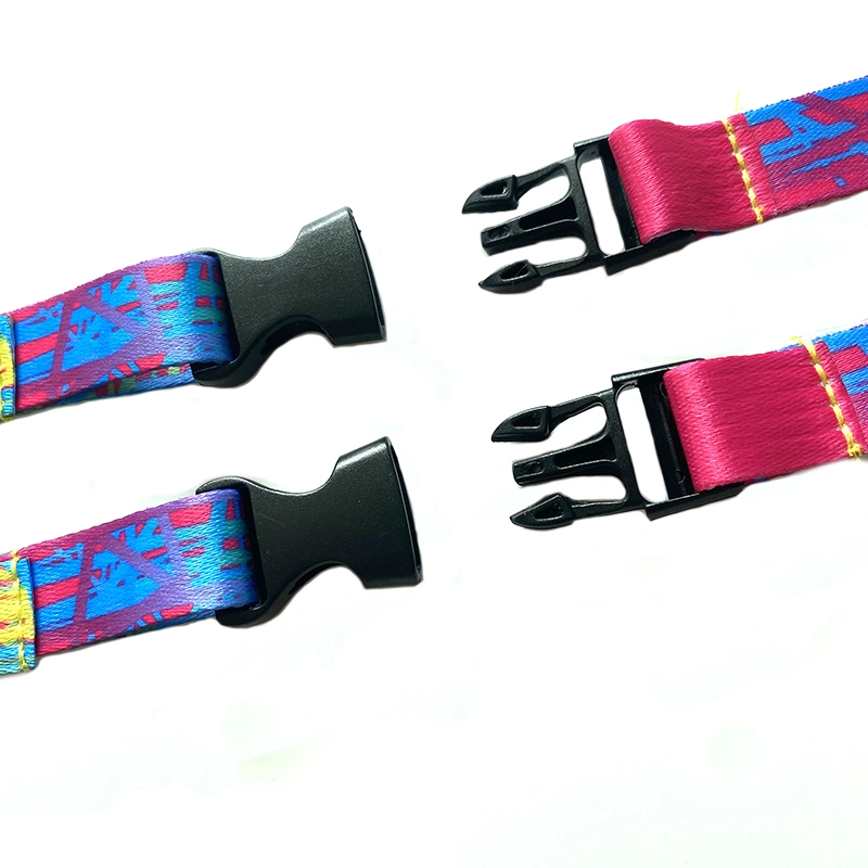 High quality/High cost performance Recycled Fabric Printed Release Buckle Lanyard with Metal Lobster Clip