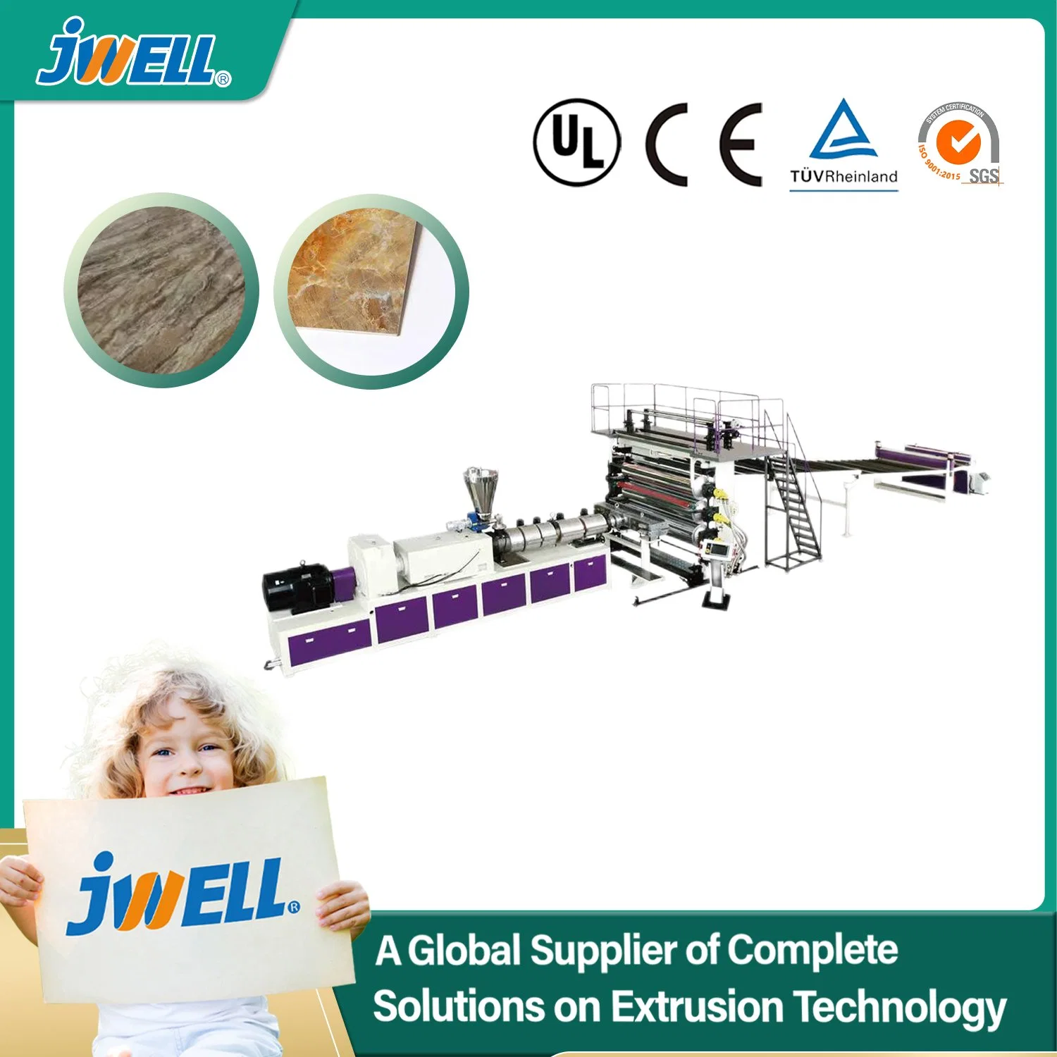 Jwell Low Density PVC Decoration Marble Sheet/Plate/Board Plastic Extrusion Making Machine