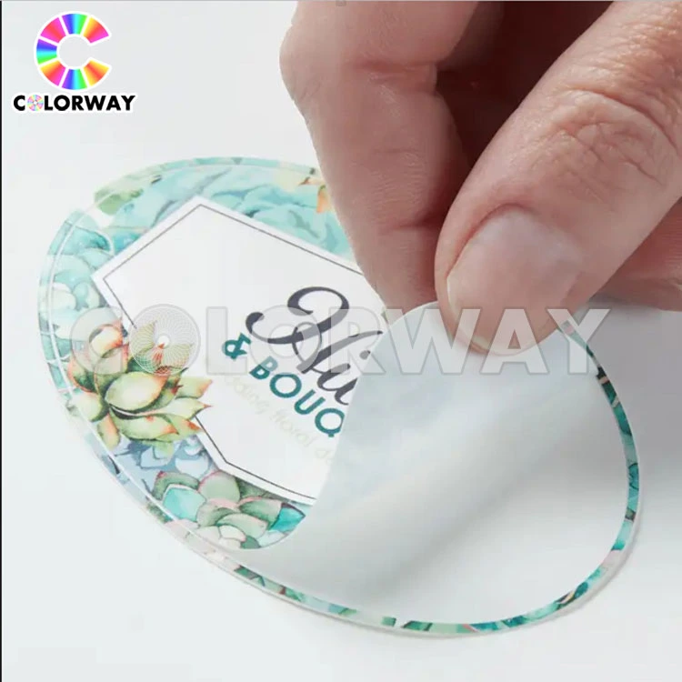 Customized Silver Gold Red Blue Holographic Foil Clear Adhesive Perfume Label for Plastic Spray Bottle