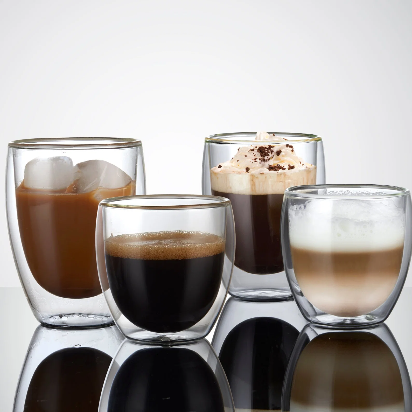 Kundenspezifisches Logo Tee Tasse Isoliert Kaffee Doppelwand Glas Becher