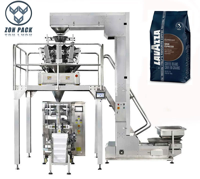 Automatic Quad Seal Coffee Bean Bag 200g 500g Flat Bottom Bag Packing Machine with One Way Valve