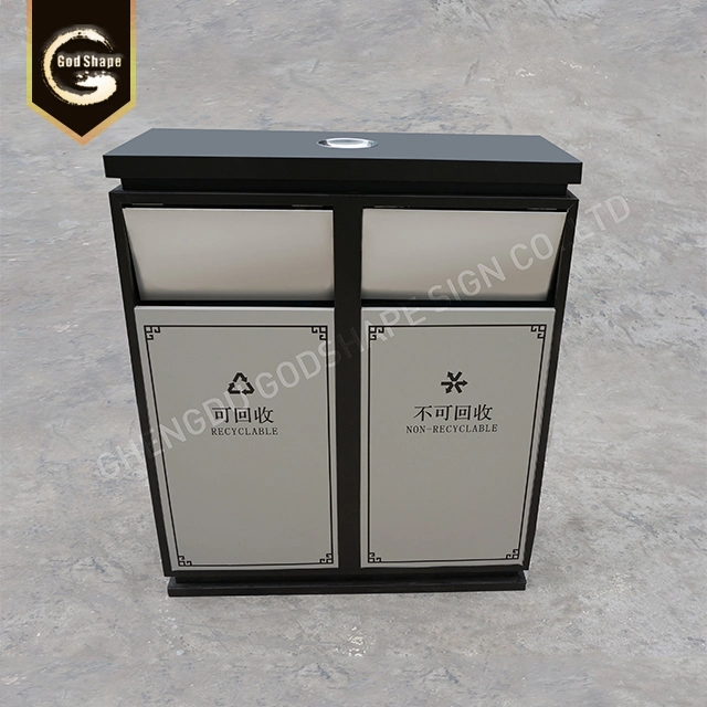 Public Outdoor Commercial Trash Bins Selective Advertising Metal Dustbin Street Park Road Trash Can for Recycling