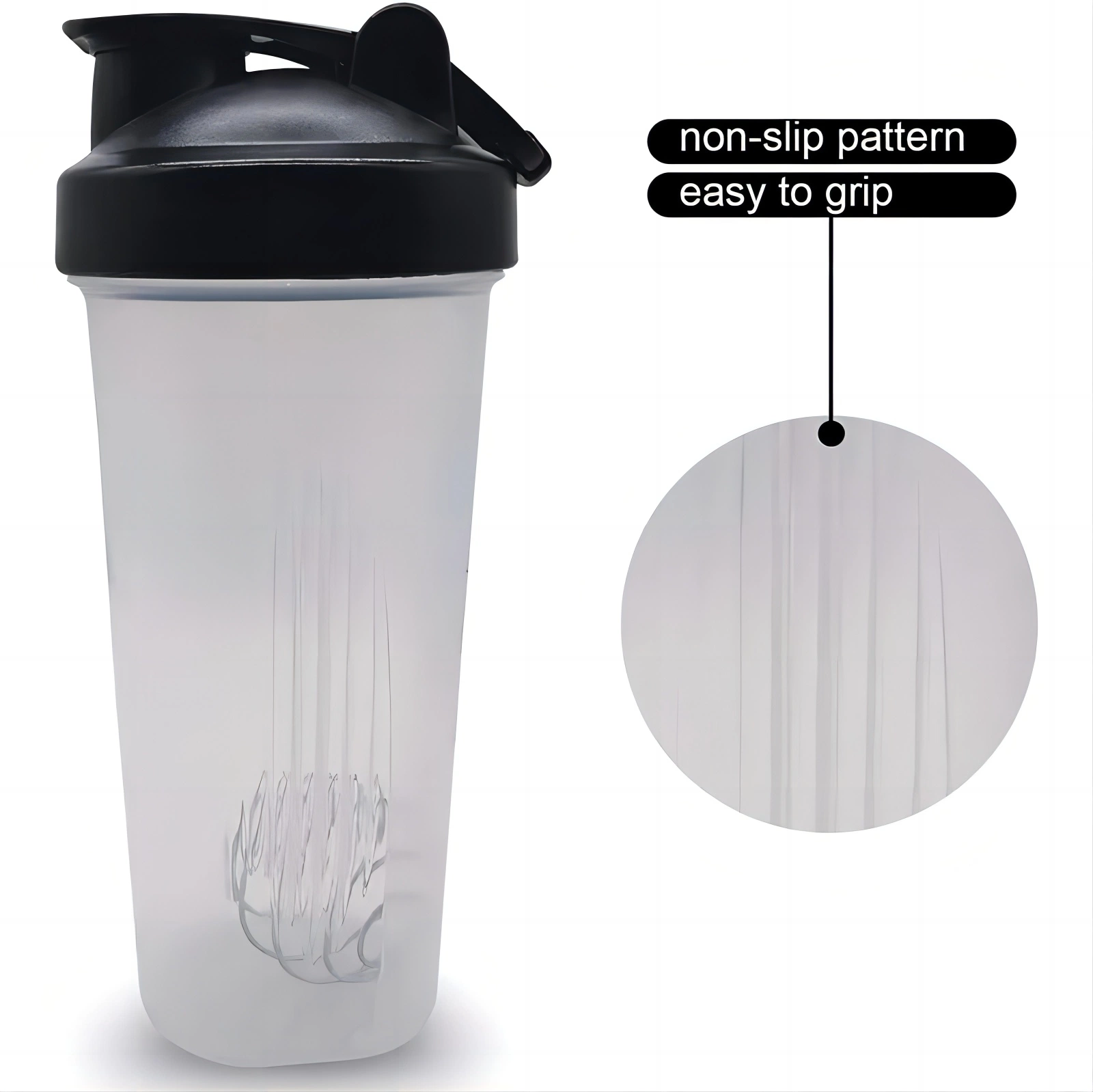 Alimentación Grado Fitness Shaker botella plástico Deporte Copa personalizada al por mayor Botella de agitador