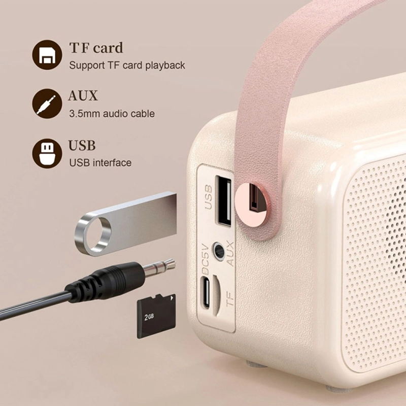 Coluna portátil HiFi com pega manual S11 Bluetooth Altifalante de som estéreo compatível com cartão TF