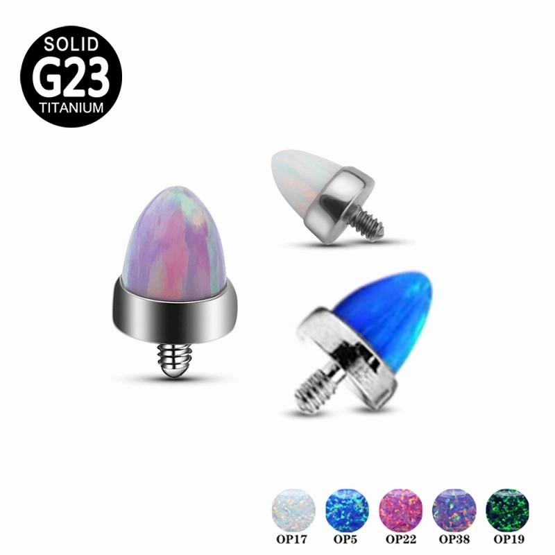 ASTM F136 G23 Opal-Spikestop Labret Brabell Titanium mit Innendurchstrang Hochwertige Körper Schmuck Stud Frauen Stechenden Studs