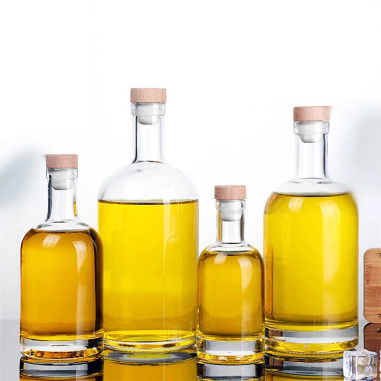 Wholesale/Supplier 200ml 375ml 500ml 750ml 1000ml Glass Ice Wine Liquor Bottles Cork Clear Beverage Glass Bottle