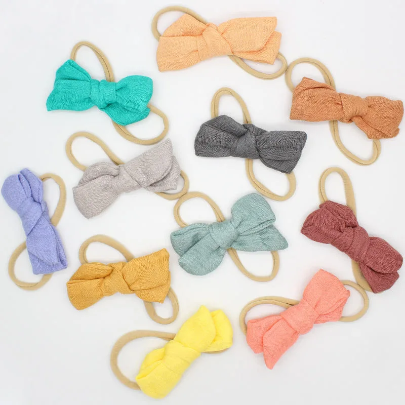 Promotional Fancy Lovely Colorful Fashion Top Baby Hair Accessories Attractive Headband Pretty Corduroy Fabric Bow Nylonheadband