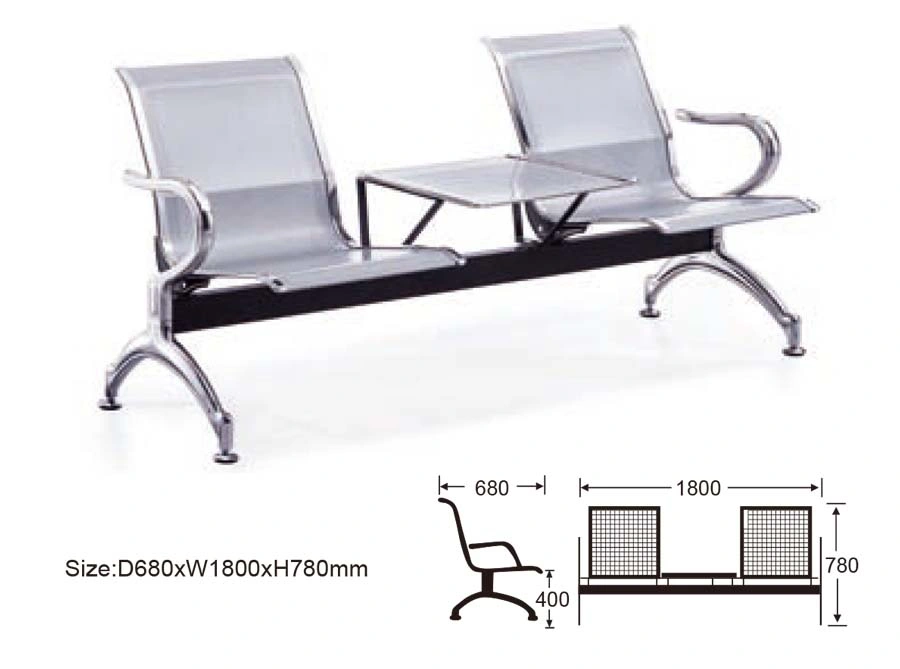 Hot Sale Stainless Steel 2 Seats Waiting Chair Public Office Hospital Furniture