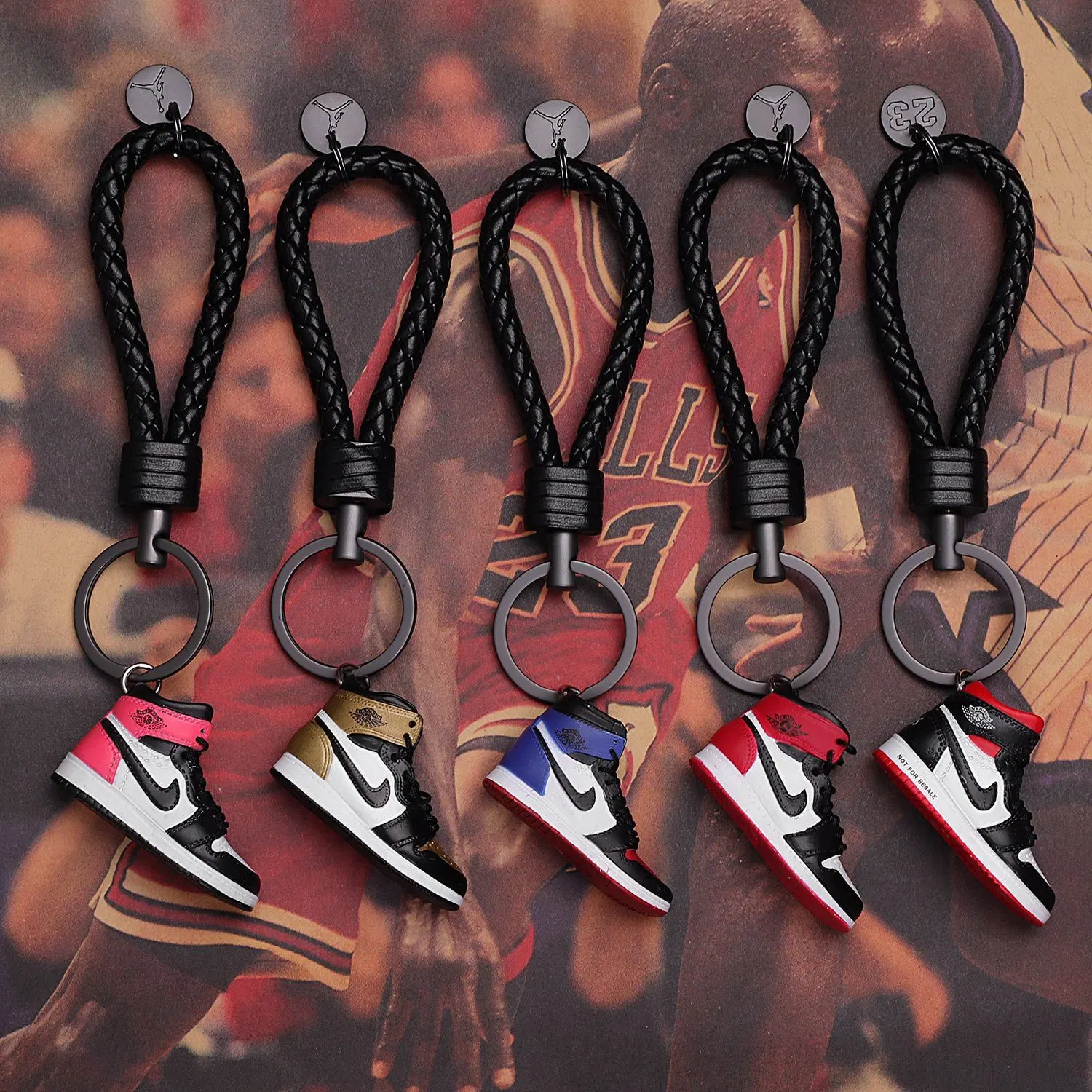 2021 Rubber PVC Air Jordan Retro 1 3 4 Shoes Sneakers Keychains Toys Promotion Key Ring